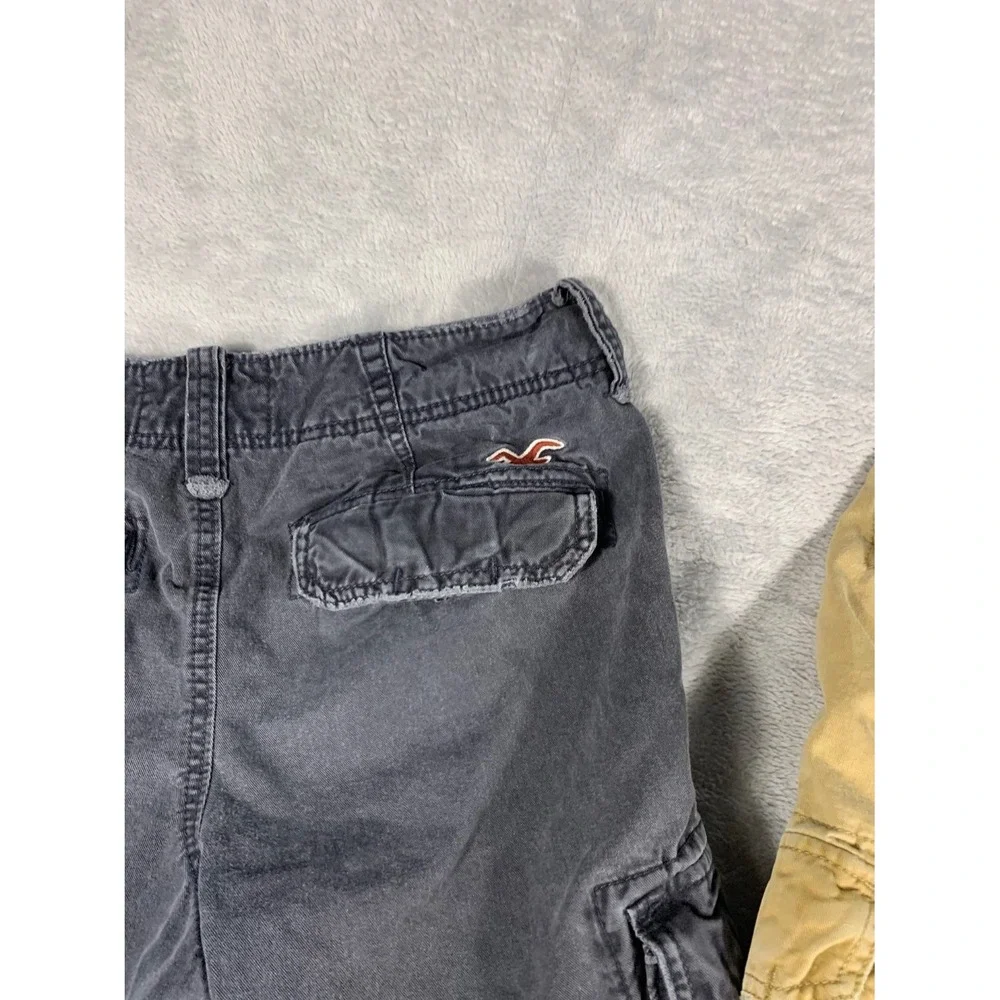 Y2K Lot of 2 Hollister Cargo Shorts Mens 28 Gray Khaki Utility Casual Outdoor